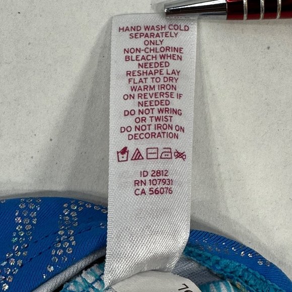 Justice Swim Girl's Size 18 One Piece Swim Suit Tie Neck Blue Preowned - Picture 4 of 11